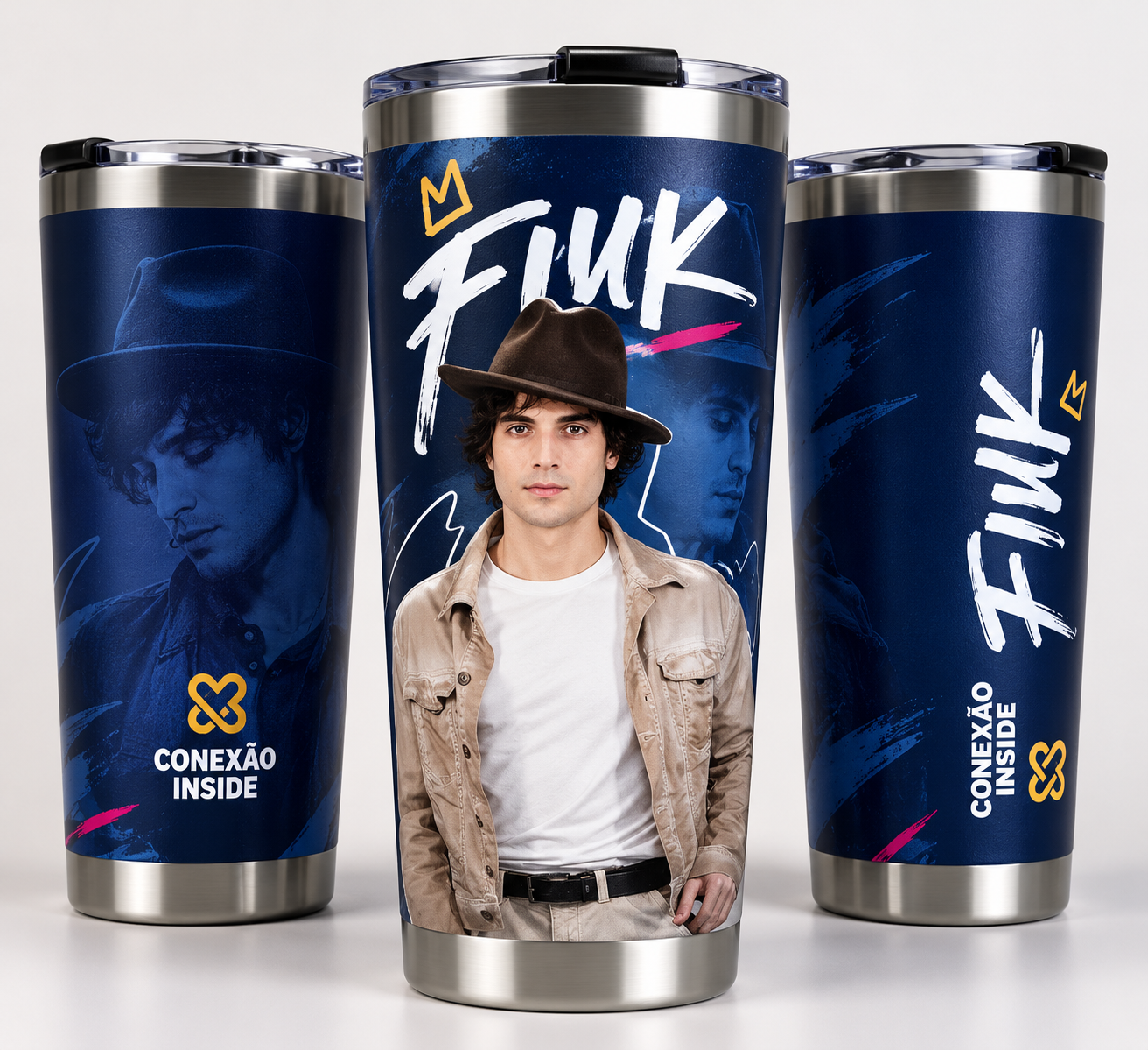 Coleção oficial de copos térmicos Conexão Inside × Fiuk